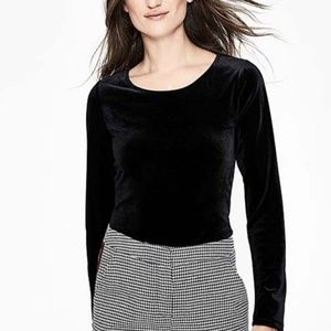 Boden Suki Velvet Black Long Sleeve Top